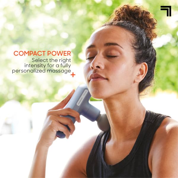 Sharper Image Percussion Massage Gun, Powerboost Move, Lightweight & Portable, 4 Attachments, 4 Speeds, Full Body Back & Shoulder Massager for Deep Tissue Muscle Recovery, Pain Relief & Soreness