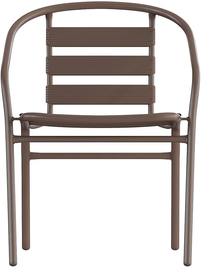 Flash Furniture Lila Metal Restaurant Stack Chairs with Metal Slats, Set of 4, Bronze