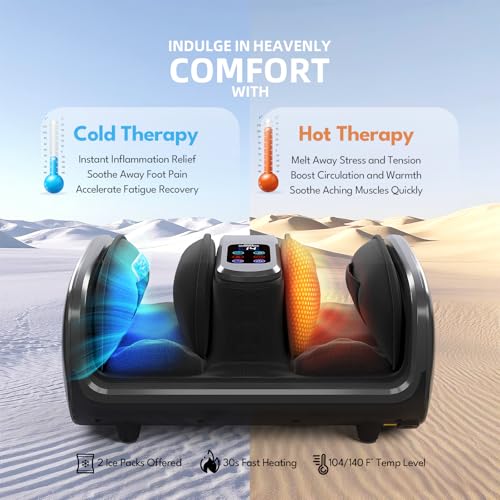 SUMELL Foot Massager with Heat & Ice Therapy - FSA HSA Eligible, Deep Kneading Shiatsu Compression w/Adjustable Intensity, Father's Day Gift for Plantar Fasciitis Relax, Neuropathy and Pain Relief