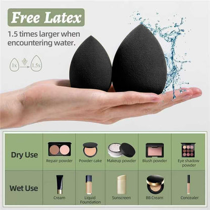 12 Pcs Black Makeup Sponges for Foundation Bulk Latex-Free Reusable big Beauty Sponge Blender Cosmetic Applicator For Powder Cream and Liquid Makeup Tools Set