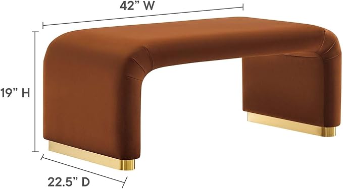 Modway EEI-6735-BRA-RUS Koda Performance Velvet Waterfall Ottoman, Brass Rust