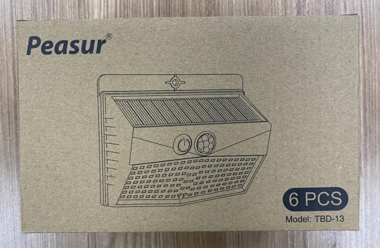 Peasur Solar Lights Outdoor Garden, 168LED 6 Pack Solar Powered Security Lights Motion Sensor with 3 Modes, IP65 Waterproof Fence Lighting for Wall Outside Yard Porch Step Deck