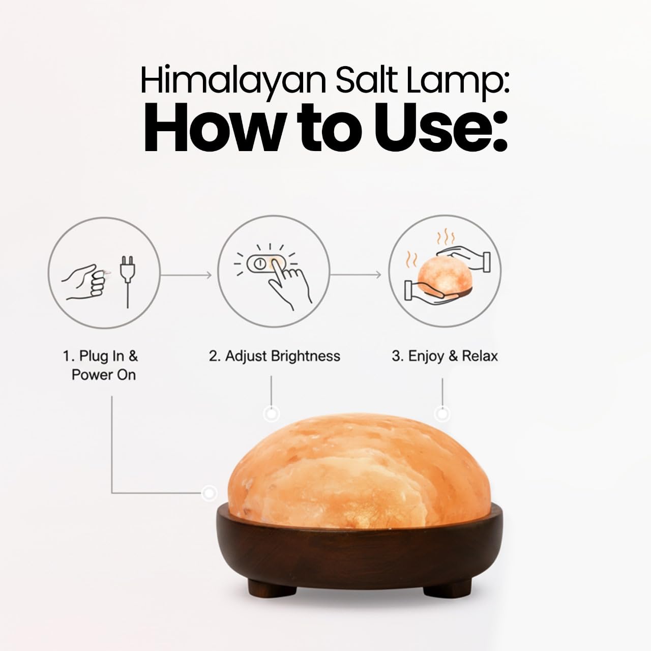 Himalayan Natural Salt Lamp Dome Shape – 8 Inch Detox Lamp for Foot and Hands, with Dimmer Switch, Handcrafted for Relaxation & Wellness