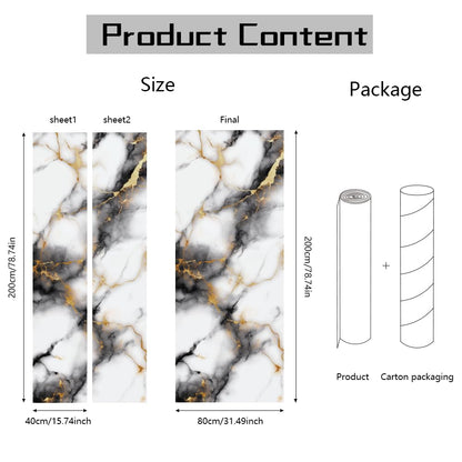 arricraft 2 Pcs Self-Adhesive Door Stickers, 31.5"x78.7" Marble Texture Pattern Door Murals Stickers PVC Removable Wallpaper Decoration for Bedrooms Living Room