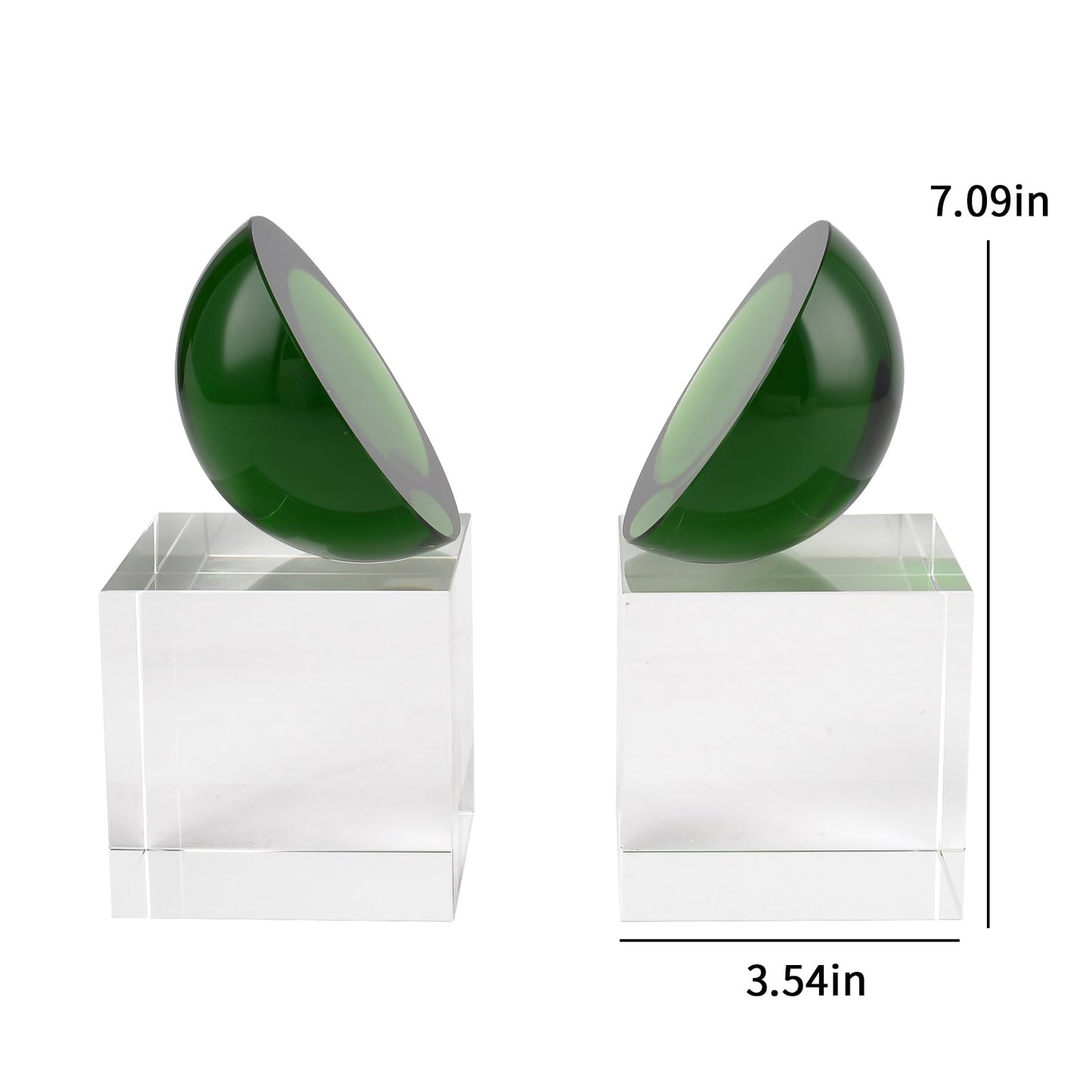 Kitcom Handmade Crystal Bookends Green, 1 Pair of Decorative Tabletop Bookends for Office, Home, Desk, Comes with Gift Box