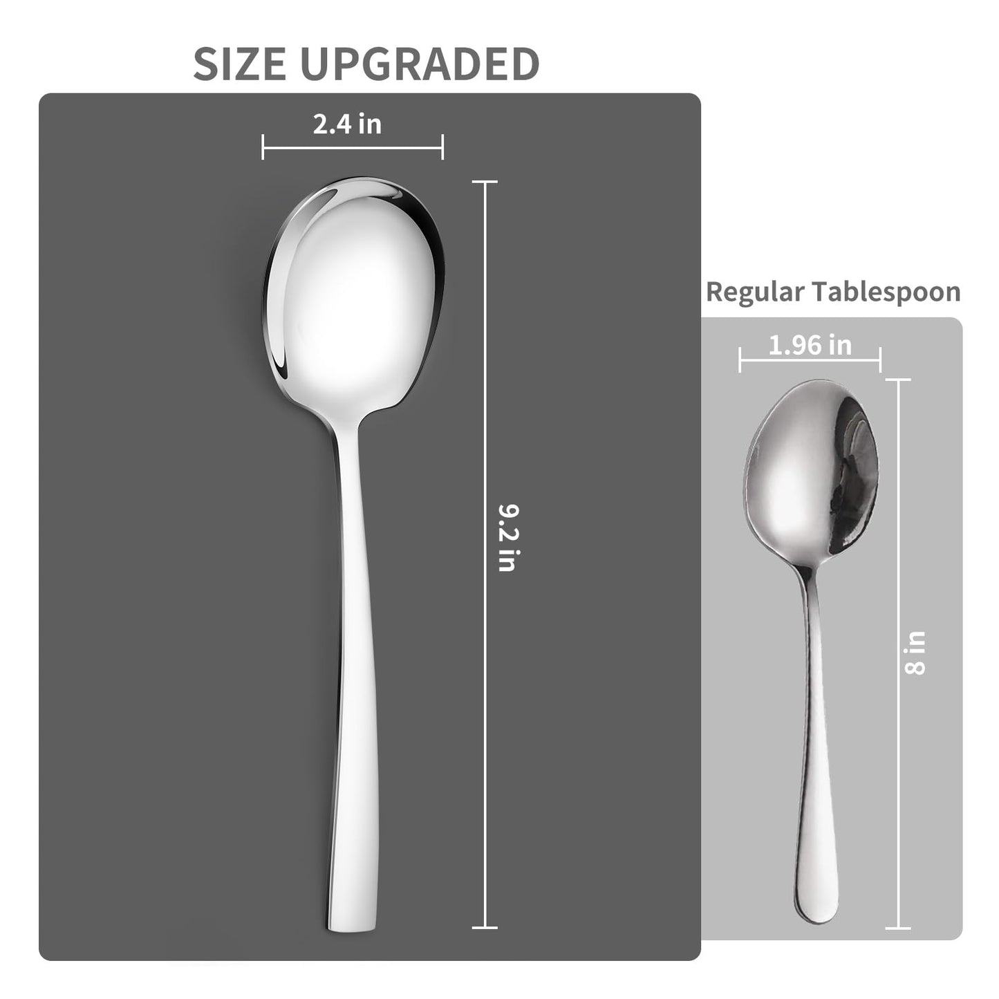 Keyoxy 4 Piece Stainless Steel Serving Spoons Set - 4 Large Spoons, 9.2-Inch, Dishwasher Safe, for Parties/Kitchen/Buffet/Catering