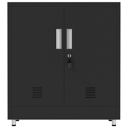 JINKUR Metal Storage Cabinet with Locking Doors and Adjustable Shelf, Small Lockable Sideboard Buffet Cabinet for Home, Office, Entryway, Hallway, Living Room, Kitchen and Dining Room (Black)