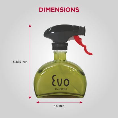 Evo Oil Sprayer Glass, Non-Aerosol for Olive, Cooking Oils, and Vinegars, Yellow, 6-Ounce Capacity
