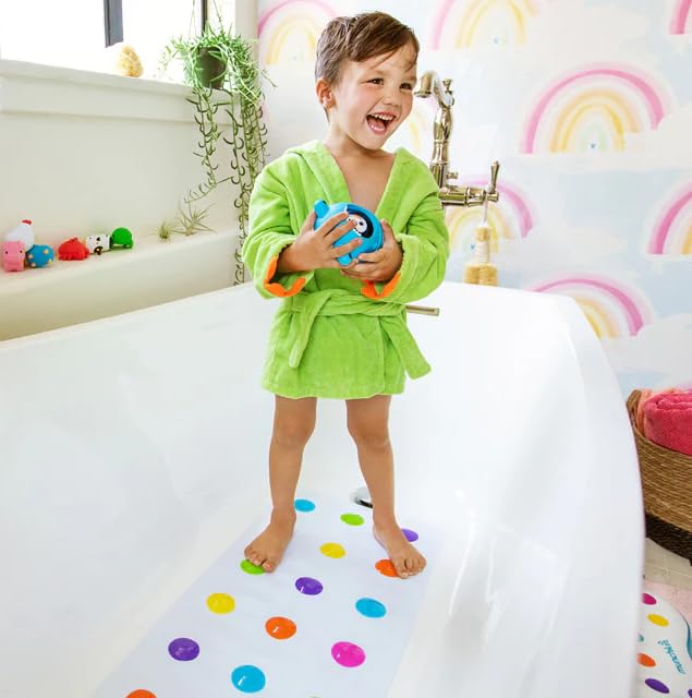 Munchkin Dandy Dots Non Slip Baby Bath Mat | Colourful Bubble Shower Mat | Bathmat with Skid-Resistant Suction Cups |Baby Essential Children's Bath Accessories