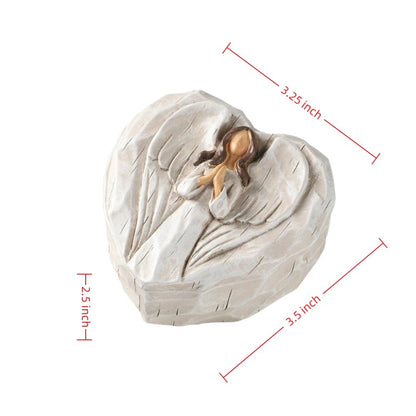 Hodao Angel Jewelry Box - Mothers Day Gifts for Mom Grandma, Heart Shaped Sculpted Keepsake Box with Guardian Angel Figurine, Religious Spiritual Gift for Women Friends