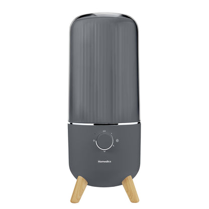 Homedics Ultrasonic Humidifier, Bedrooms and Home Offices, 0.97-Gallon Tank, 45-Hour Runtime, Visible Ultra-Quiet Cool Mist, Aromatherapy, Demineralization Cartridge, Night-Light, Auto-Off, White