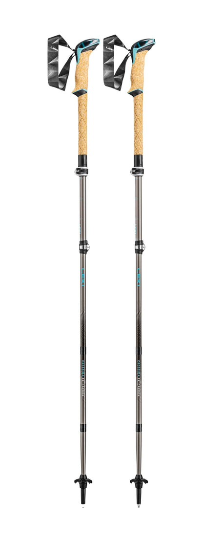 LEKI Cressida FX Carbon Collapsible Lightweight Walking Poles for Trekking & Hiking - Brown-Lightblue-Metallic - 100-120 cm