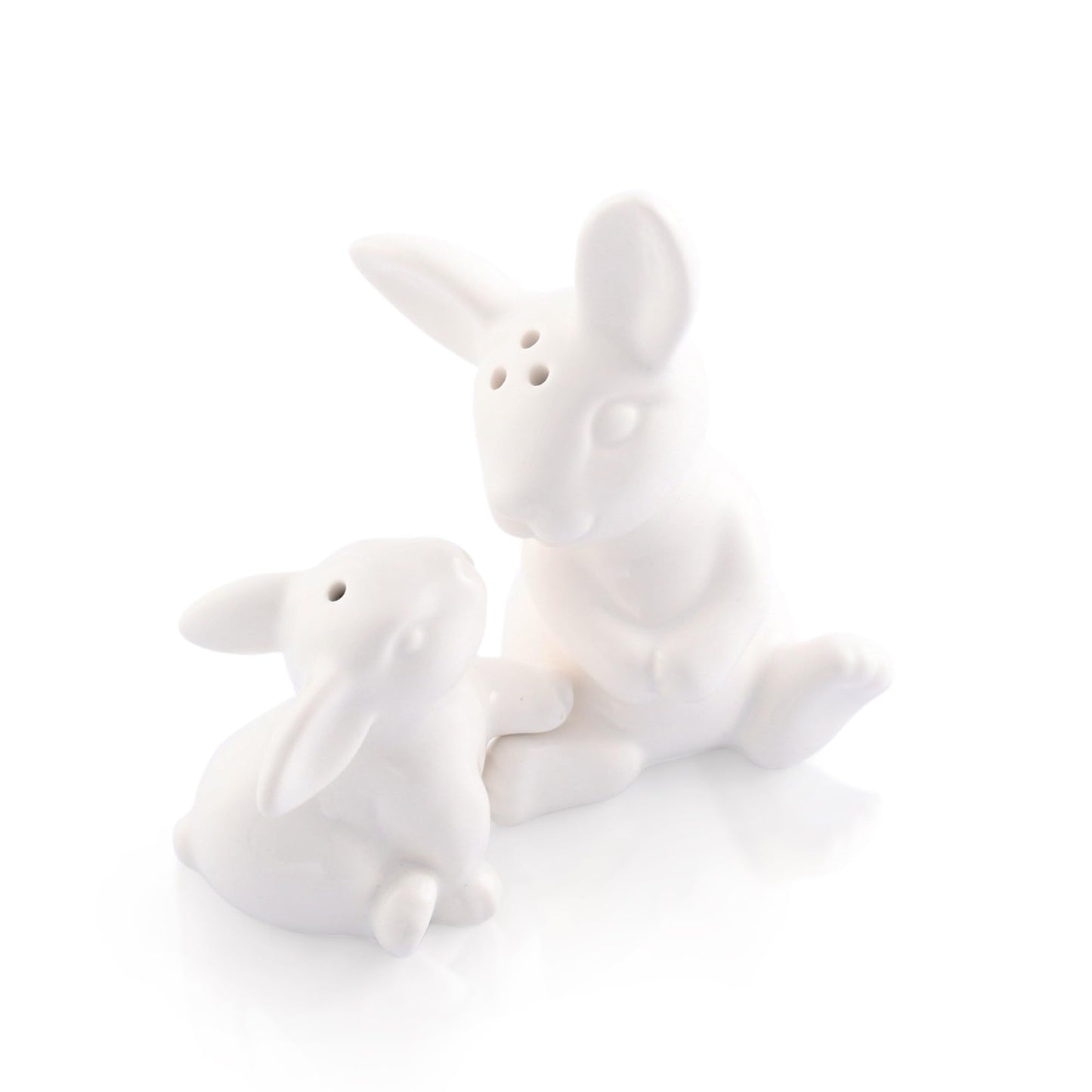 Arthur Court White Stoneware Mother and Baby Easter salt and pepper shakers set, Durable and Easy to Clean, Whimsical Addition to Table Settings, Bunny salt and pepper shakers