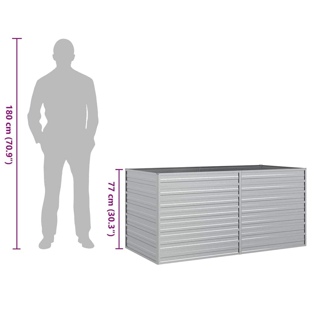 Shivorasphere Garden Raised Bed Silver Galvanized Steel Rectangular Planter Box 63 x 31.5 x 30.3 in Outdoor Raised Beds for Gardening Flower and Vegetable Growing