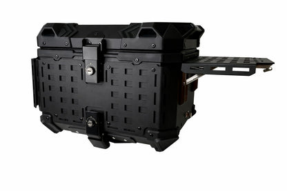 Sekcrlaumix Motorcycle Top Box，Multifunctional Motorcycle Tail Box, 45L Aluminum Alloy Storage Trunk, Black, Armored Design for Camping, Outdoor Adventure