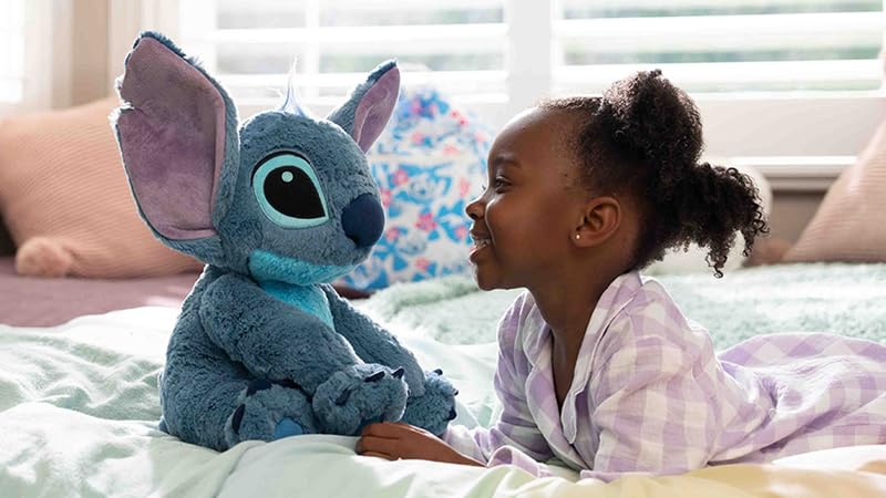 Disney Store Official Stitch Medium Soft Toy, Lilo & Stitch, 38cm/15”, Cuddly Character with Fuzzy Texture and Embroidered Details, Flexible Floppy Ears - Suitable for Ages 0+