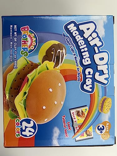 SAGO BROTHERS Air Dry Clay, 24 Colors Modelling Clay with 3 Tools & Project Booklet, Ultra Soft Light, DIY Creative Gifts, Arts and Crafts Kits for Kids Boys Girls Toys