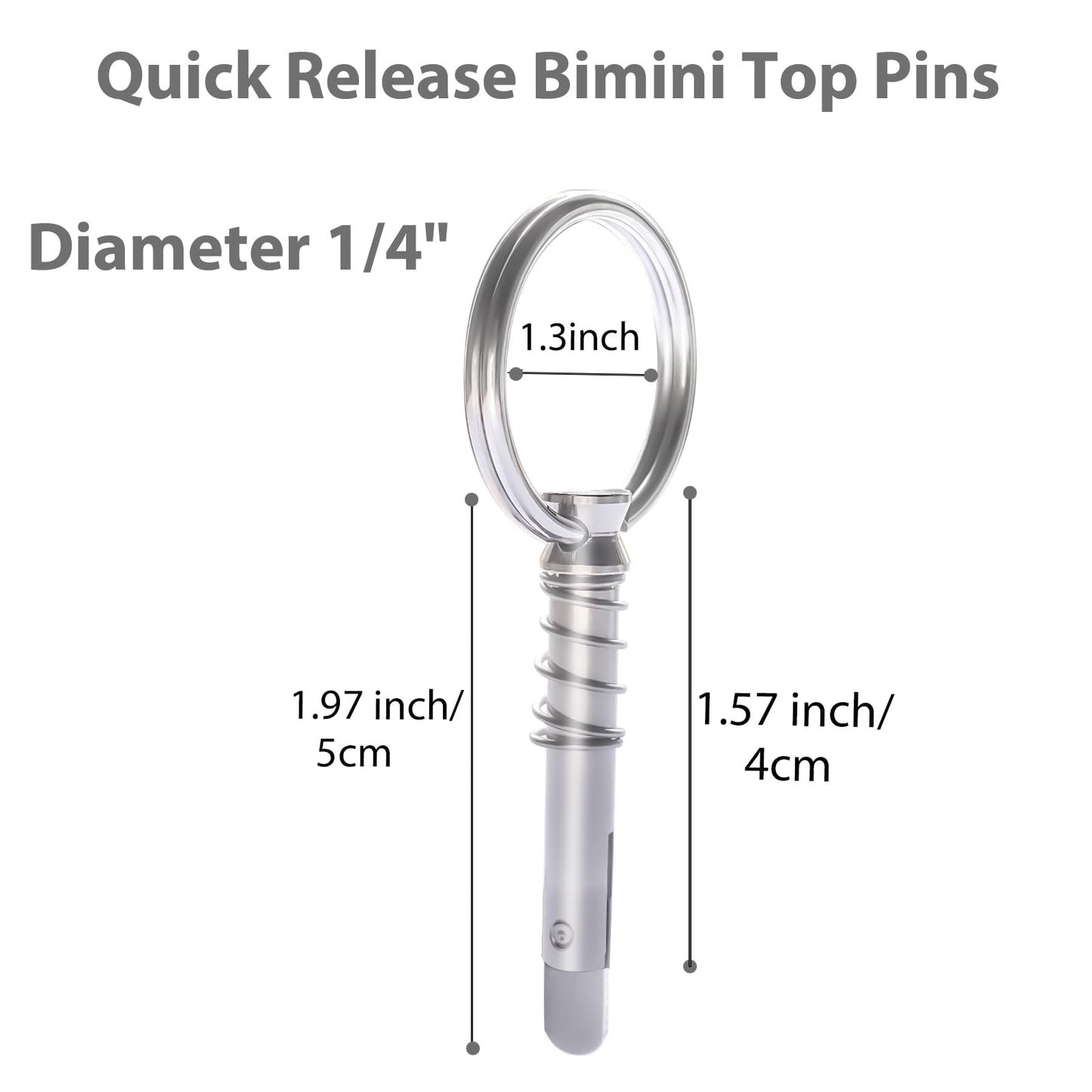 3 Pack Bimini Top Pins Hardware Stainless Steel Replacement Bimini Pins 1/4 inch Diameter Quick Release Pin