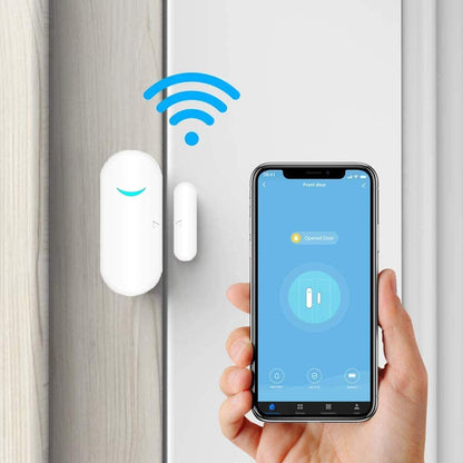 WiFi Door and Window Sensors,Tuya Smart Alarm with Free Notification APP Control Home Security Alarm System, No Hub Required,Compatible with Alexa, Google Home (1-Pack)