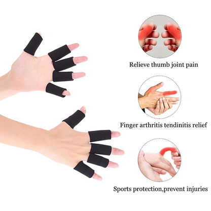 Finger Arthritis Sleeves (30Pcs), Elastic Thumb Splint Brace Support Protector Finger Compression Sleeve for Arthritis Joint Pain Relief, Breathable Fingers Tape for Triggger Fingers Sports Aid Support