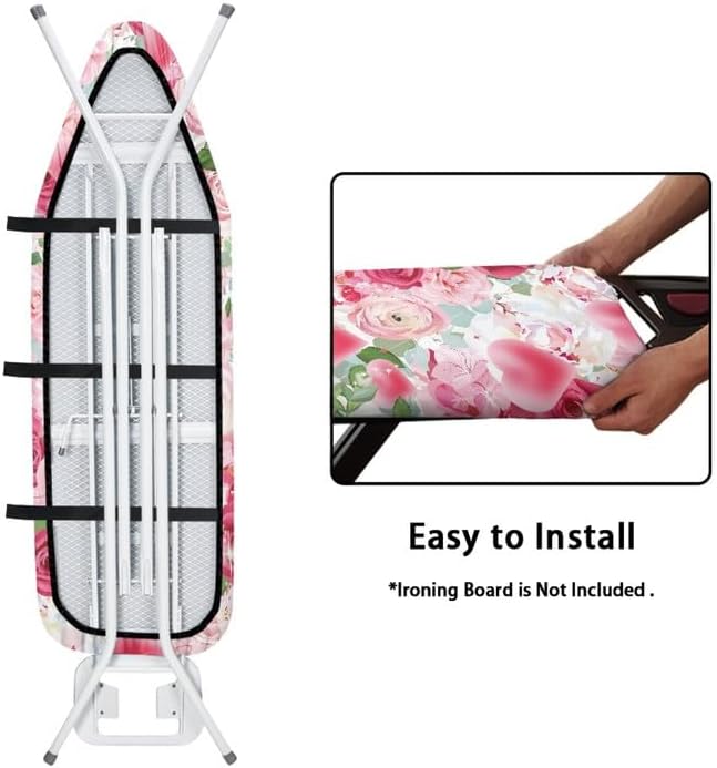 Pink Rose Flower Ironing Board Cover Watercolor Valentine's Day Roses 15x 54