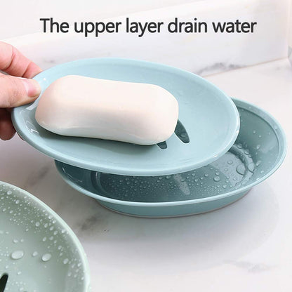 WYOK 2-Pack Soap Dish with Drain Plastic Sponge Holder Easy Cleaning Soap Saver Tray Caddy Keep Dry Stop Mushy for Shower Bathroom Kitchen(White)