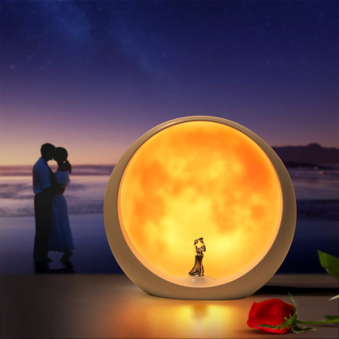 Moon Lamp for Living Room, Decoration Night Light, Anniversary Valentine Gifts for Him, Mr & Mrs Signs for Wedding Table Décor, Art Ornament Home Gift Xmas Gift, Newlywed Couples Under The Full Moon