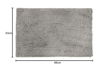 Amazon Basics Non-Slip Chenille Microfiber Bathroom Bath Mat, 53 x 87 cm, Platinum