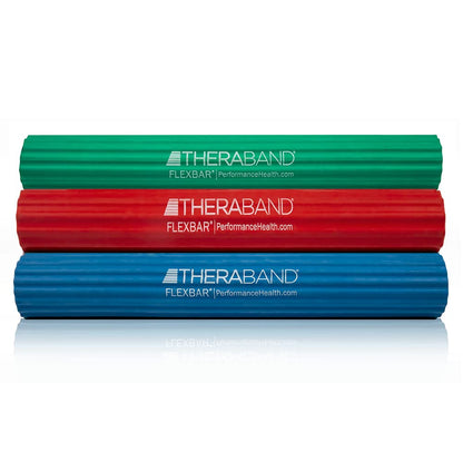 THERABAND FlexBar, Tennis Elbow Therapy Bar, Relieve Tendonitis Pain & Improve Grip Strength, Resistance Bar for Golfers Elbow & Tendinitis, 3 pack, Light-Medium-Heavy, RED/GREEN/BLUE