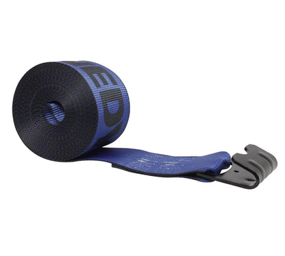 Mytee Products Kinedyne Winch Straps 4" x 30" Blue Heavy Duty Tie Down w/Flat Hooks WLL# 5400 lbs | 4 Inch Cargo Control for Flatbed Truck Utility Trailer (10 Pack)