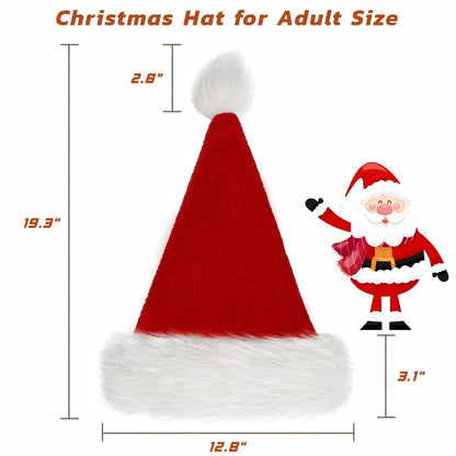 BSVI Christmas Hat, Santa Hats Holiday for Adults Unisex Velvet Comfort Extra Thicken Fur Xmas Hat for New Year Festive Party
