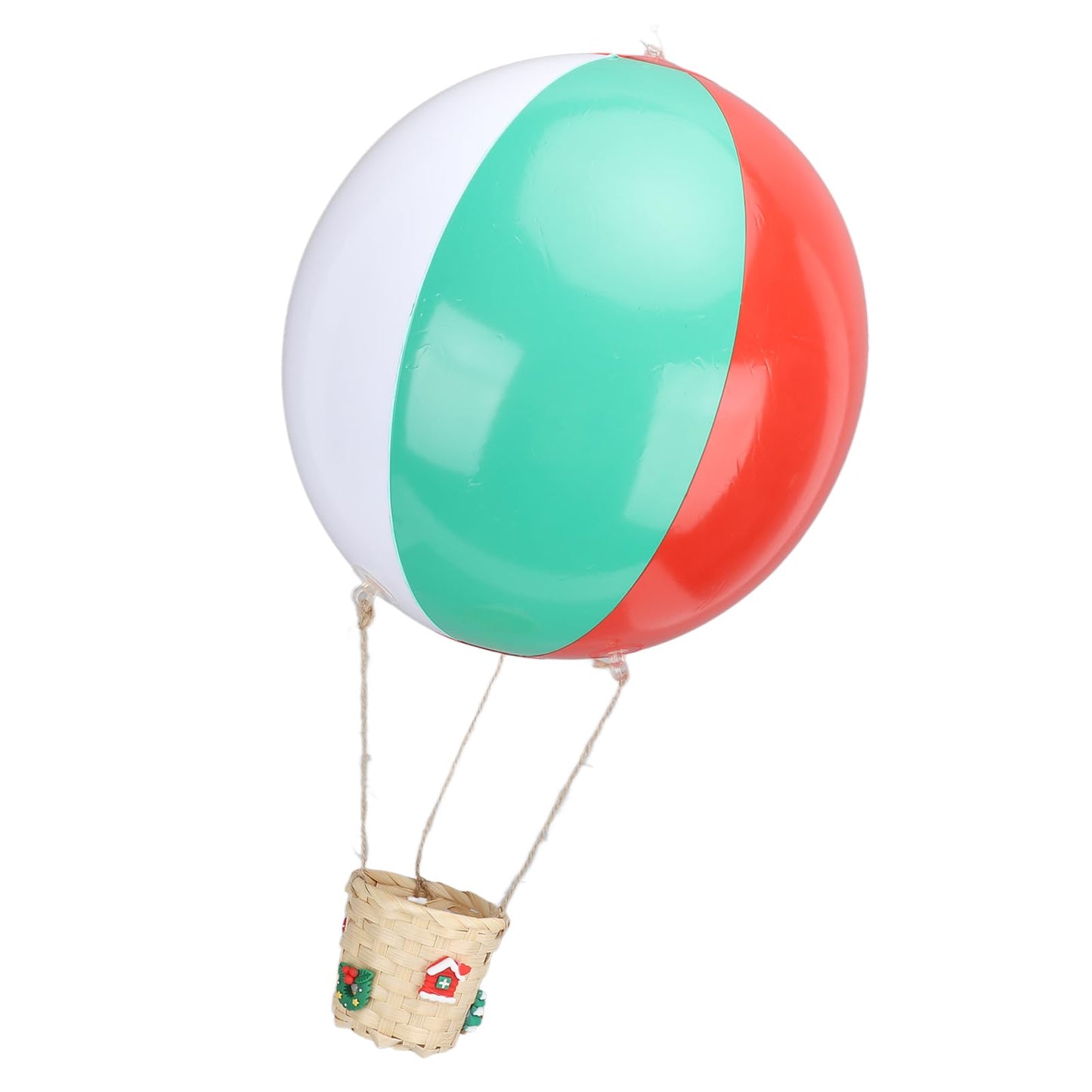 OEBUAFI Christmas Hot Air Balloon Basket, PVC Storage Bin for Dolls Candies, Lightweight Holiday Decor with Hemp Rope for Christmas Decor