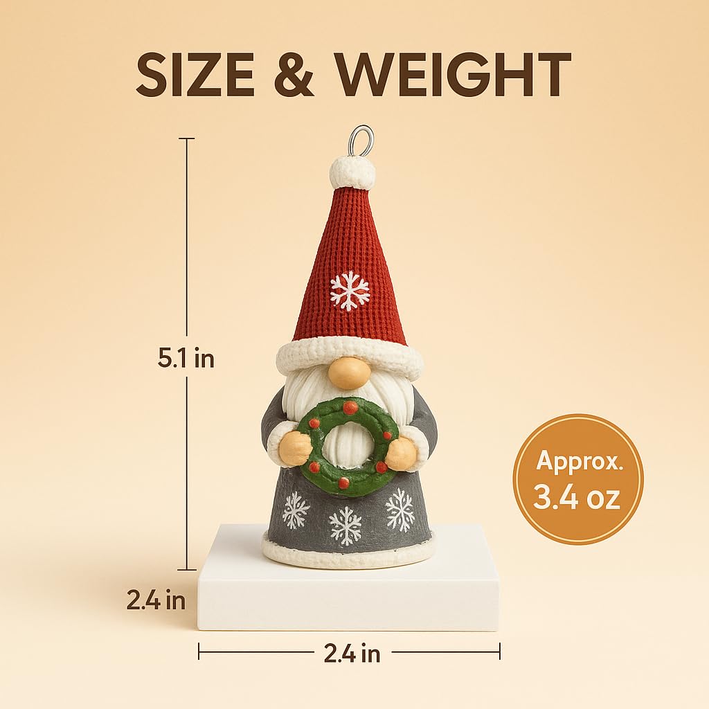 2-Pack Christmas Gnomes Hanging Ornaments, Hand-Painted Resin Decorations with Elastic Hanging Cord Lightweight Scandinavian Xmas Ornaments for Christmas Tree, Mantel & Gifts (Gnomes)