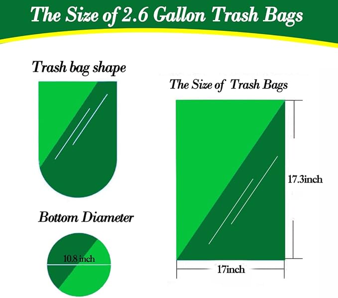 2.5 Gallon 120 pcs Small Clear Trash Bags, Strong 2.5 Gallon 2.6 Gallon Garbage