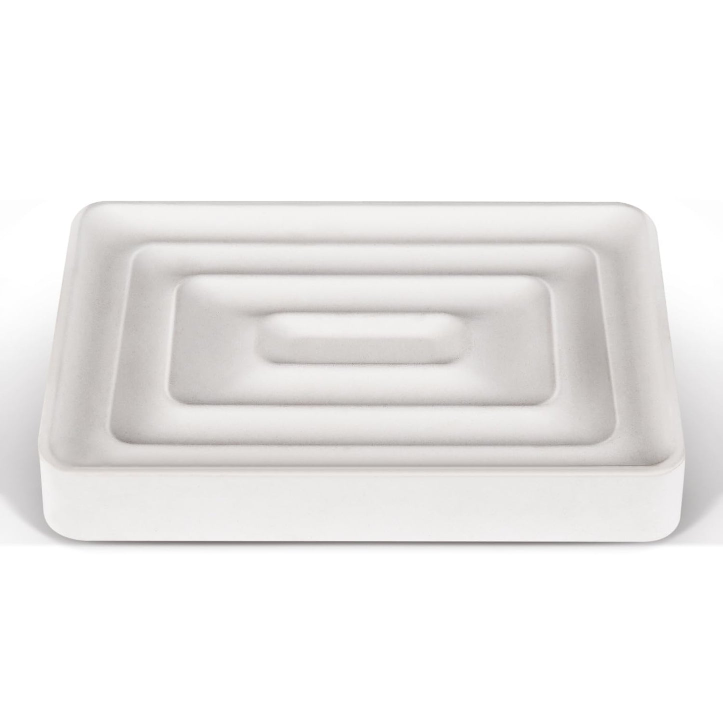 Slow Slog 1 Pack Diatomite Soap Dish Holder, Quick Dry Stone Bath Tray, Diatomaceous Earth Stone Soap Holder, Water Absorbent Rectangular Soap Dish for Bar Soap, White