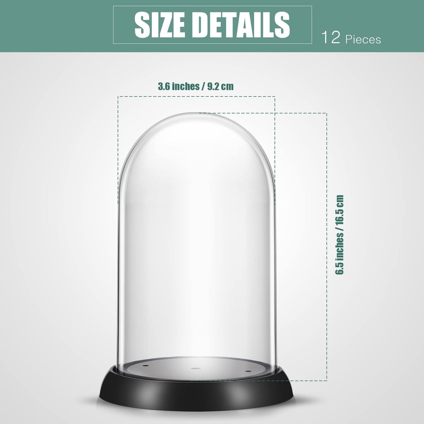 Zhengmy 12 Pcs Plastic Dome Display Case Cloche Bell Jar with Base Clear Cloche Dome Decoration Case for Collectibles Rose Office Home Tabletop Centerpiece Decoration (Oval)