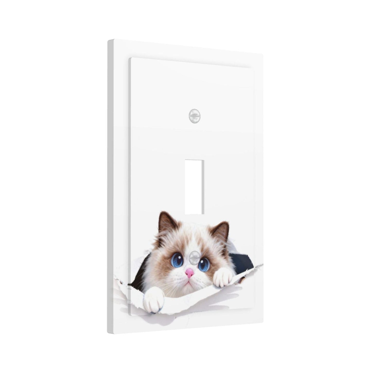 Decorative Ragdoll Cat Outlet Covers Fun Light Switch Plate 1 Gang Single Toggle Electrical Receptacle Switchplates for Bedroom Bathroom Kitchen