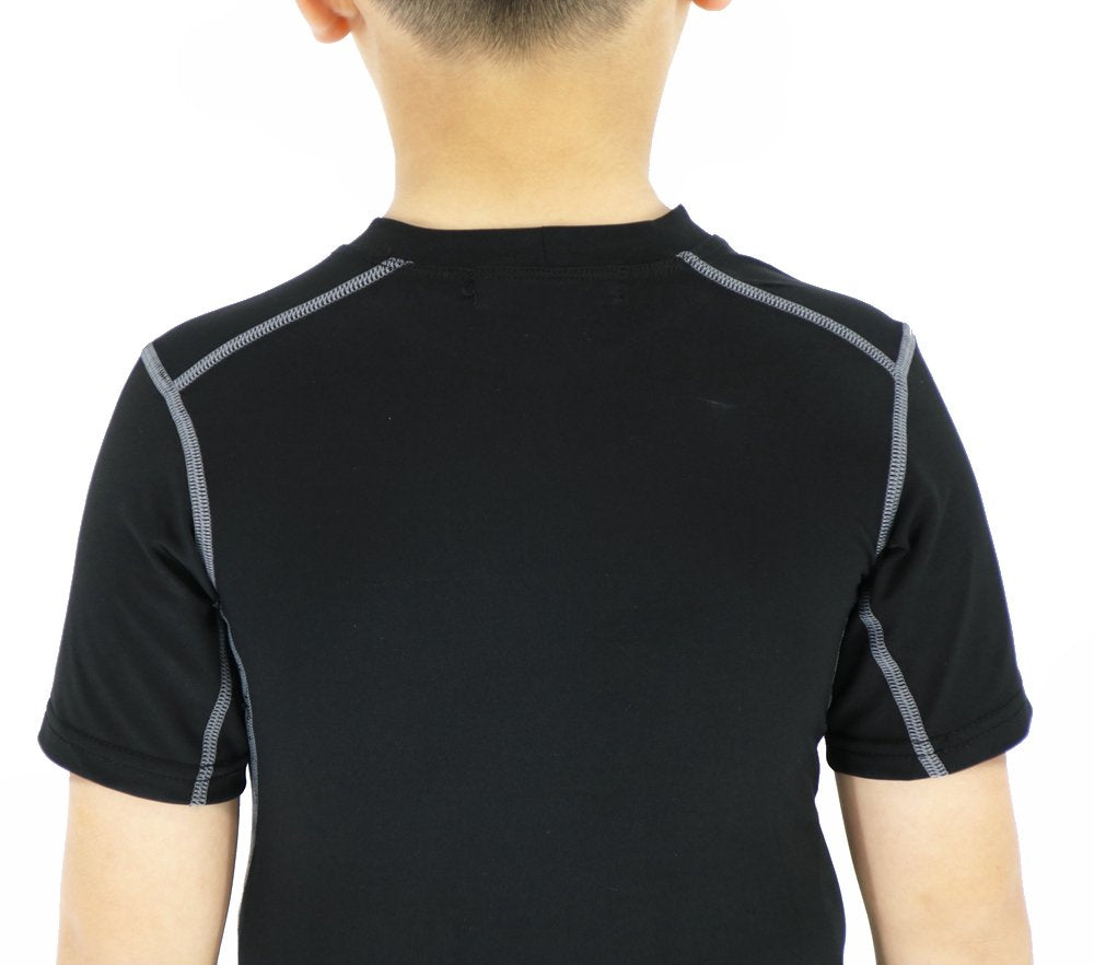 LANBAOSI Boy's Compression Shirts Child's Short Sleeve Base Layer Tops Black 7