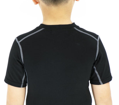 LANBAOSI Boy's Compression Shirts Child's Short Sleeve Base Layer Tops Black 7
