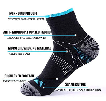 JOHNDA 6 Pairs Compression Socks for Men and Women, Plantar Fasciitis Arch Support Foot Relieve Pain Supports Heel