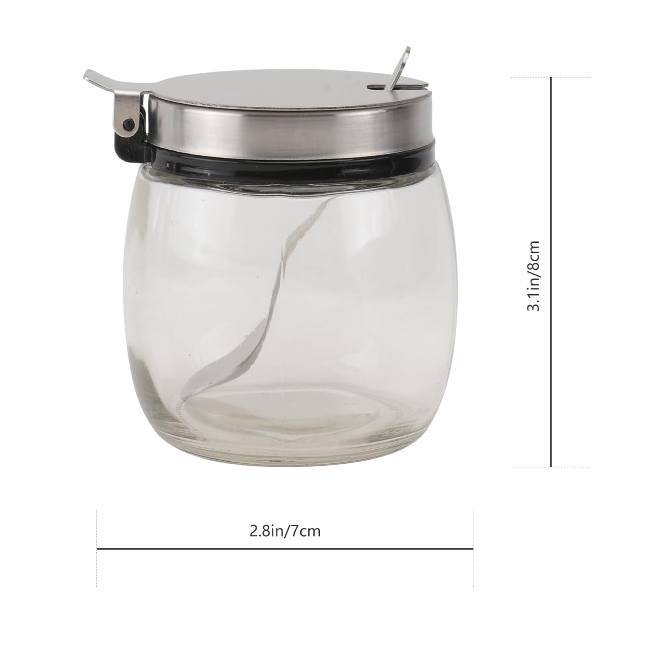 SHOWERORO Spice Jars with Spoon 2-Pack 2.75X2.75X3.14In Glass Round Condiment Containers with Lids for Kitchen Countertop Seasoning Storage and Organization