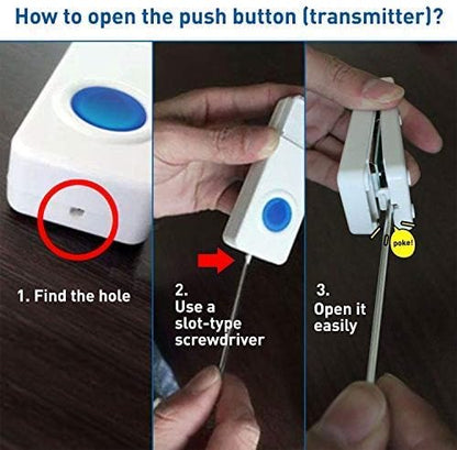 SadoTech Wireless Doorbell for Home - Battery Operated, 1000 Feet, Waterproof Door Bell w/LED Flash, 1 push button + 1 receiver, Waterproof White