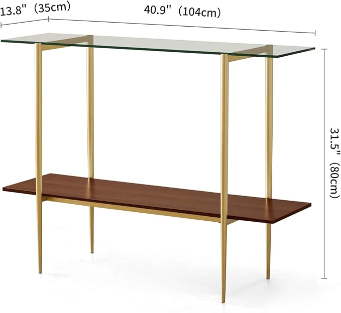 LumFurn Glass Console Table for Living Room, Foyer & Entrance, 2-Tiers