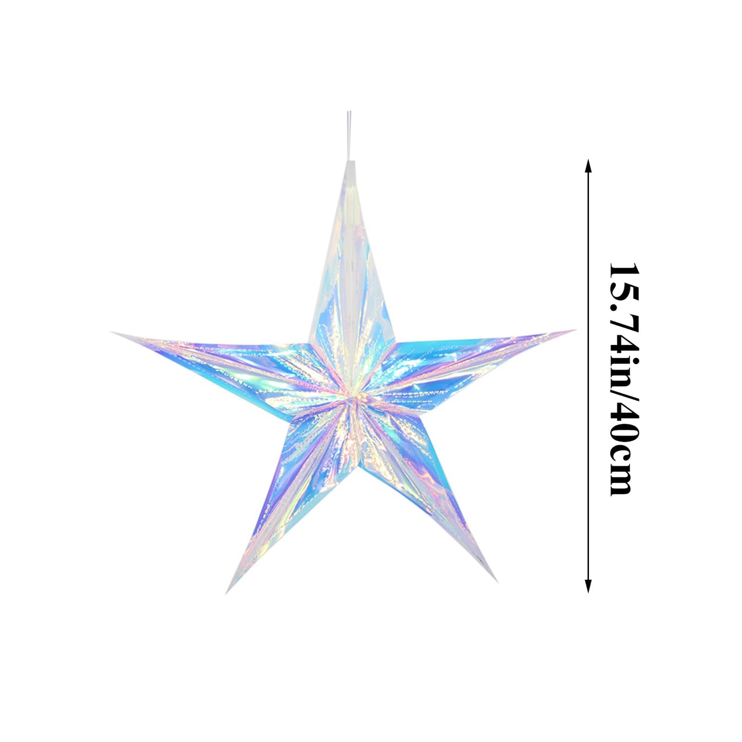 6pcs 15.74 Inch Iridescent Ornament Star Hanging Decorations Hexagon Star Clear Foil Decorative Folding Rainbow Shine Party Ornaments for Bridal Shower Wedding Birthday Frozen Theme Decoration