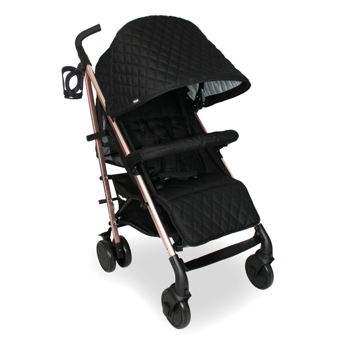 My Babiie MB51 Stroller – from Birth to 4 Years (22kg), Lightweight, Umbrella Fold, Travel Buggy for Toddlers, Pushchair Includes Footmuff, Cup Holder, Rain Cover - Black Quilted