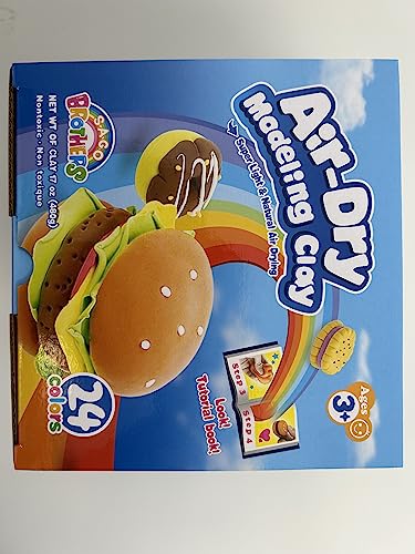 SAGO BROTHERS Air Dry Clay, 24 Colors Modelling Clay with 3 Tools & Project Booklet, Ultra Soft Light, DIY Creative Gifts, Arts and Crafts Kits for Kids Boys Girls Toys