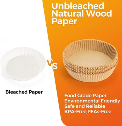 Air Fryer Paper Liners, 125Pcs Parchment Paper, Air Fryer Liners Disposable for Microwave, Non-Stick Air Fryer Liner Square Free of Bleach (8IN)