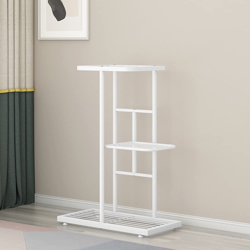 CiCixixi Plant Stand Metal 3 Tier 4 Potted Multiple Flower Pot Holder Shelf Indoor Outdoor Planter Display Shelving Unit for Patio Garden Corner Balcony Living Room (White)