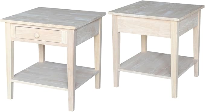 Solid Wood Spencer End Table, Unfinished