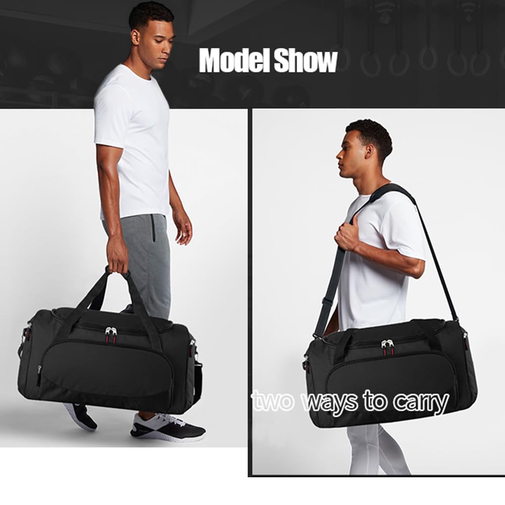 Uarition Gym Bag for Men - 55L Black Durable Large Duffle Bag for Travel, Workout, Fitness & Sport